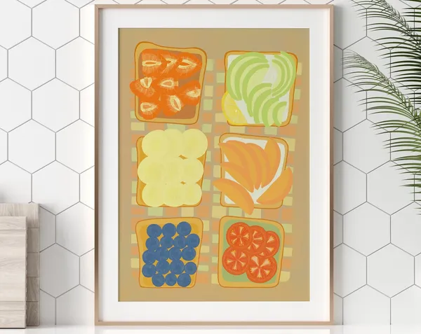 Six Toasts Toast Illustration Kitchen Art Print