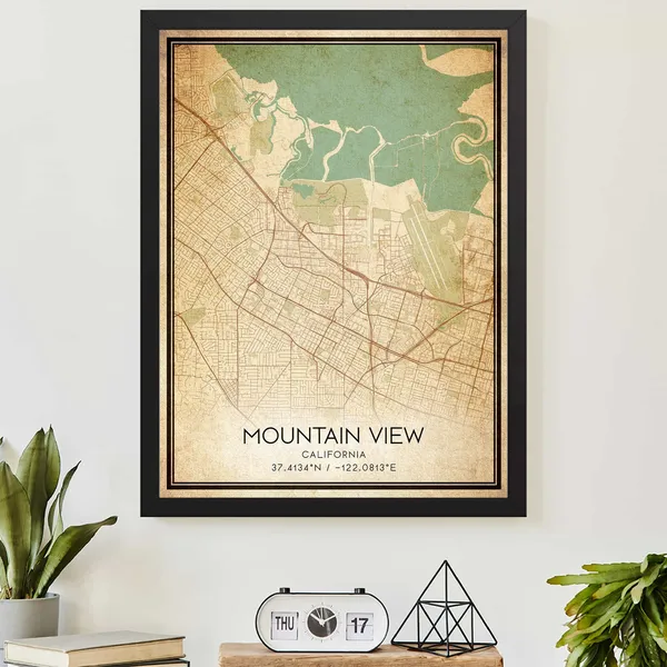 Vintage Mountain View Map Art Print Poster