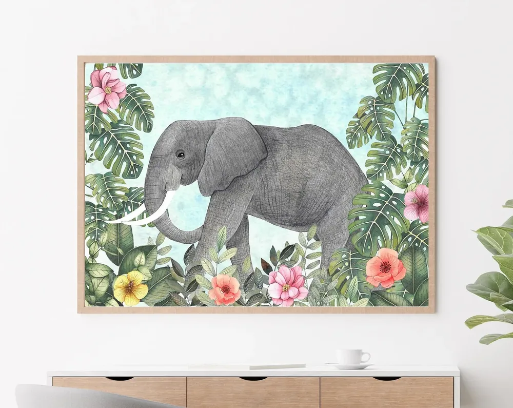 Elephant Jungle Animals Safari Art Print