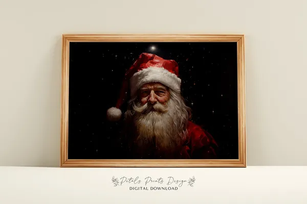 Santa Still Life Vintage Christmas Art Print