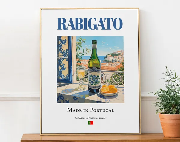 Rabigato On Azulejo Tile, Portugal Kitchen Bar Poster