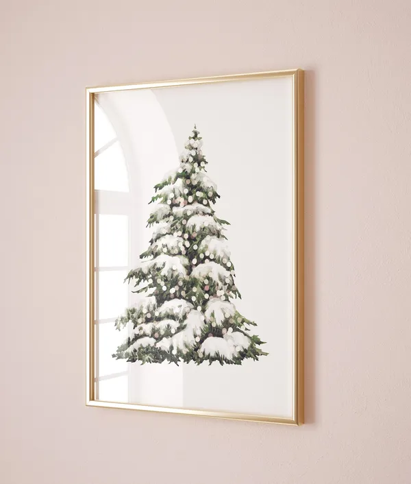 Vintage Christmas Tree Poster, Minimalist Holiday Decor