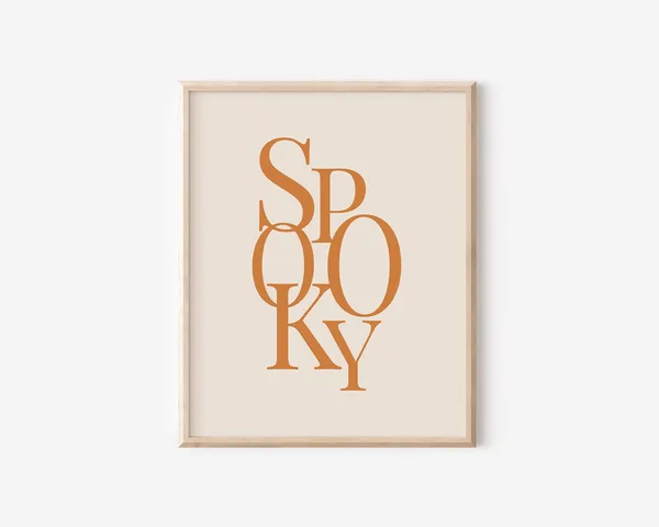 Spooky Typography Print, Modern Minimal Halloween