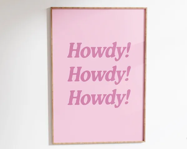 Howdy Western Art Print, Vintage Cowboy Cowgirl