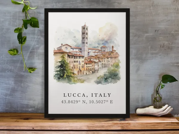 Lucca Traditional Travel Poster, Italy Art Print