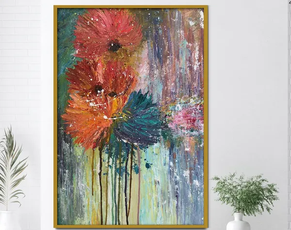 Abstract Floral Painting, Palette Knife Art Print