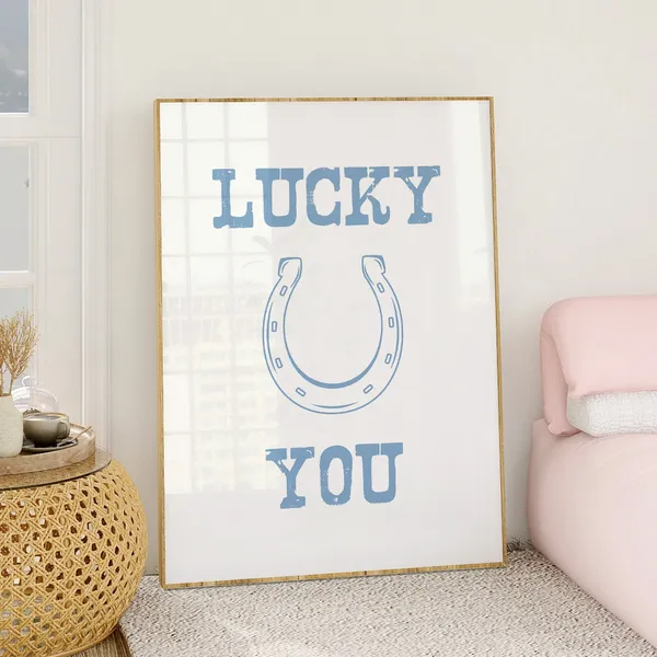 Lucky You Cowgirl Coastal Decor Art Print