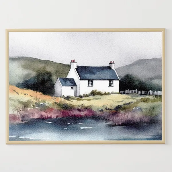 Scottish Cottage, Isle of Skye Watercolor Art Print
