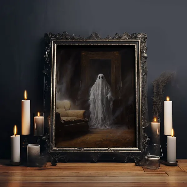 Ghost In The Mirror, Dark Academia Halloween Art Print
