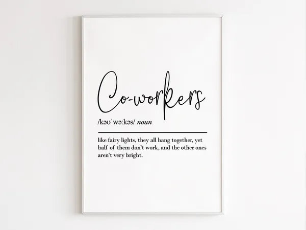 Coworkers Definition Art Print, Farewell Gift
