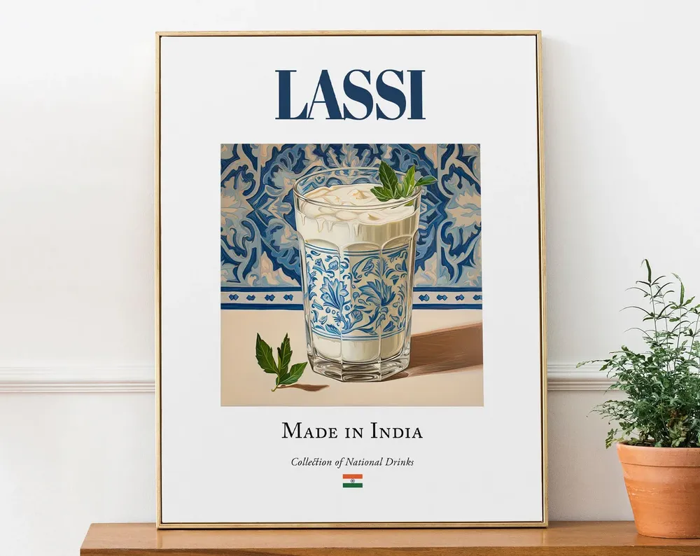 Lassi on Maiolica Tile, Indian Beverage Art Print