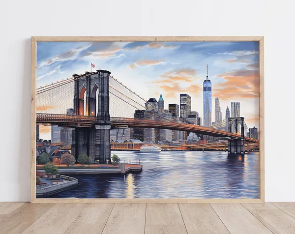Brooklyn Bridge New York Summer Travel Poster