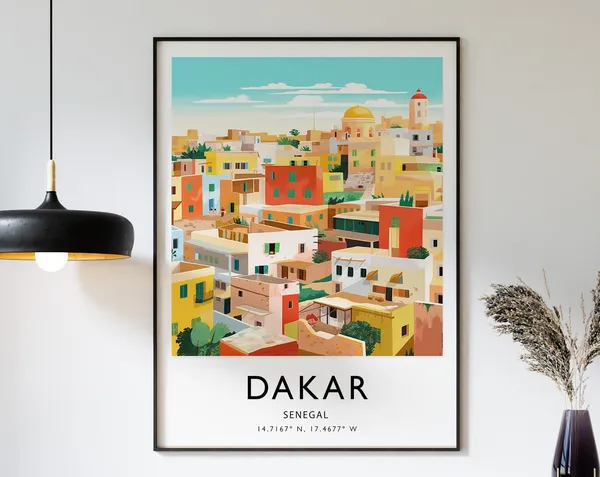 Dakar Senegal Travel Poster, African Travel Art