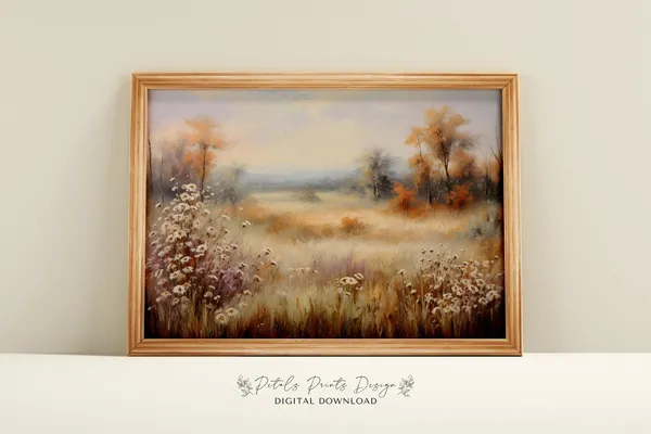 Vintage Autumn Countryside Landscape Art Print