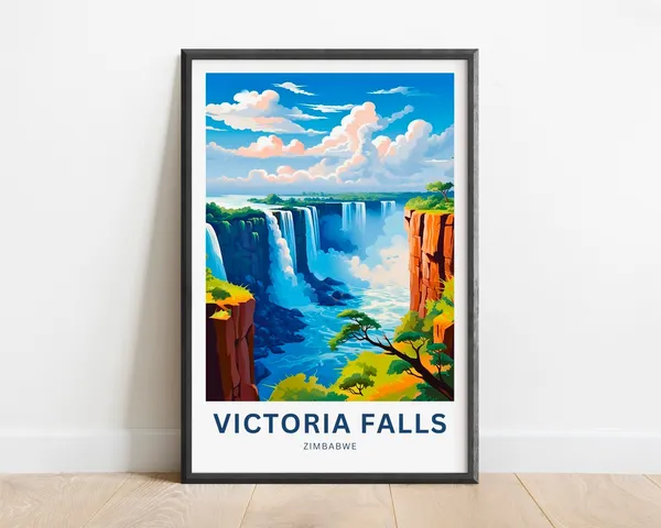 Victoria Falls Travel Poster, Zimbabwe Wall Art