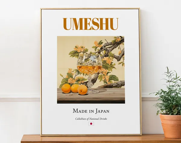 Umeshu On Maiolica Tile, Japanese Beverage Poster
