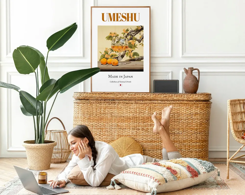 Umeshu On Maiolica Tile, Japanese Beverage Poster - Image 2