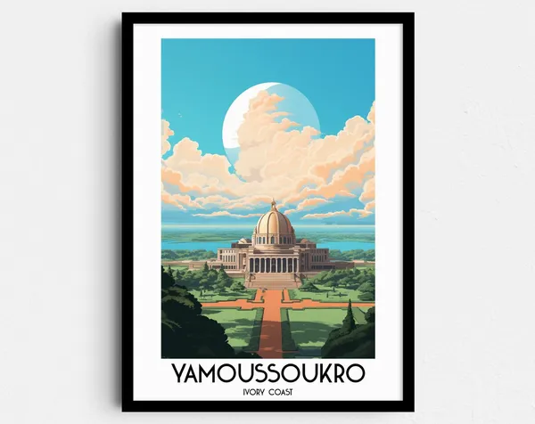 Yamoussoukro Travel Poster, Ivory Coast Africa