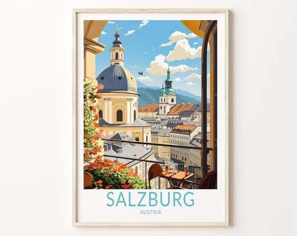 Salzburg Austrian Travel Poster, City Travel Art Print