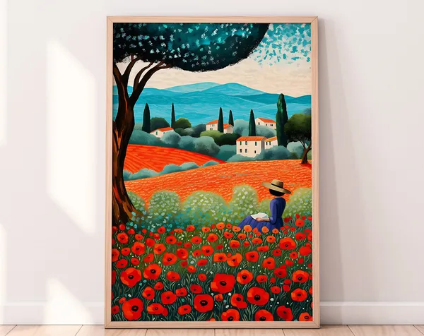 Poppies Floral Art, Botanical Wall Art Print