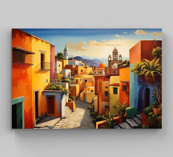Mexico Oil Painting Art Print, Mexican Home Decor