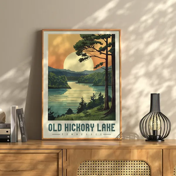 Old Hickory Lake Tennessee Vintage Travel Poster