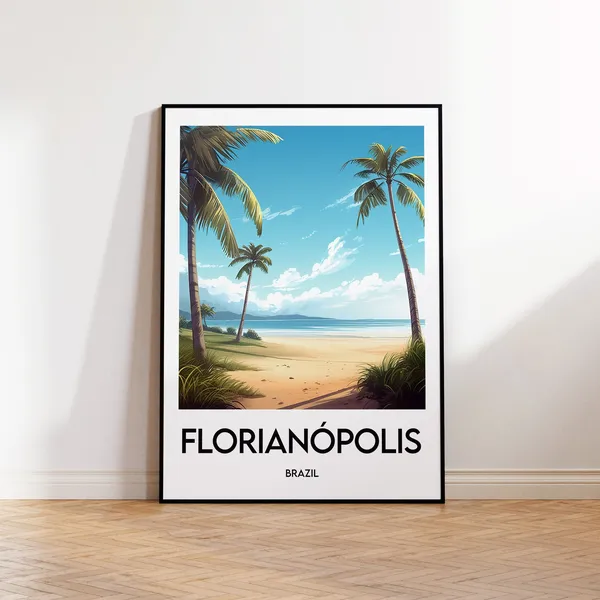 Florianopolis Vintage Travel Poster, Santa Catarina