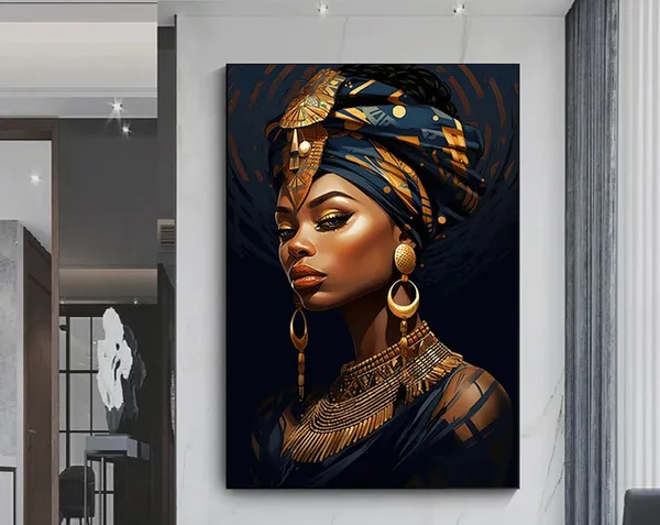 African Woman Art Print, Black Makeup Decor