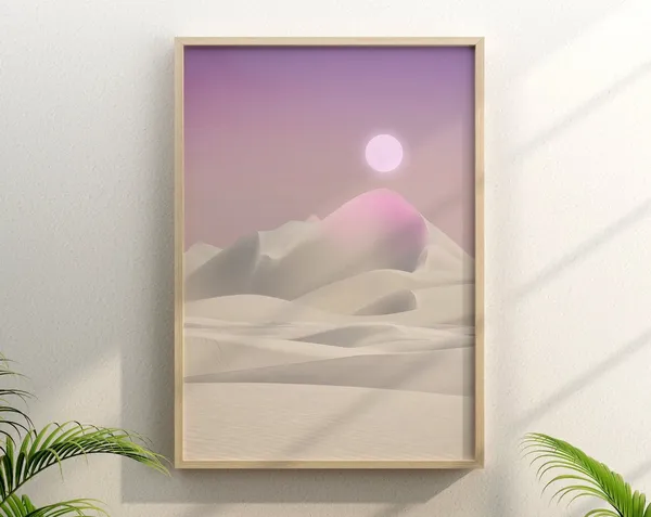 White Desert Landscape, Pink Boho Decor Collage