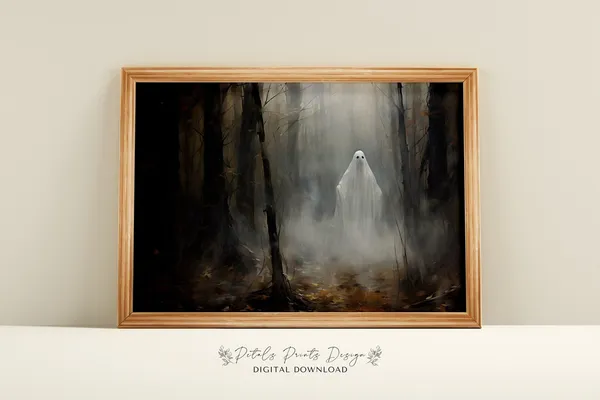 Halloween Ghost Vintage Style Wall Art Print