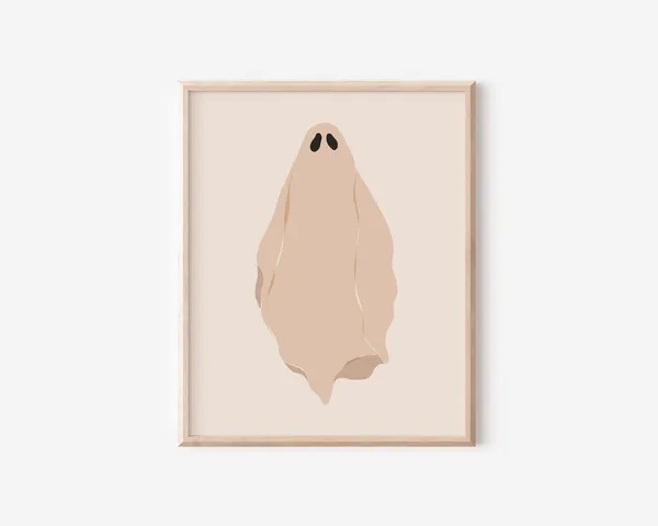 Minimalist Spooky Ghost Illustration Halloween Art Print