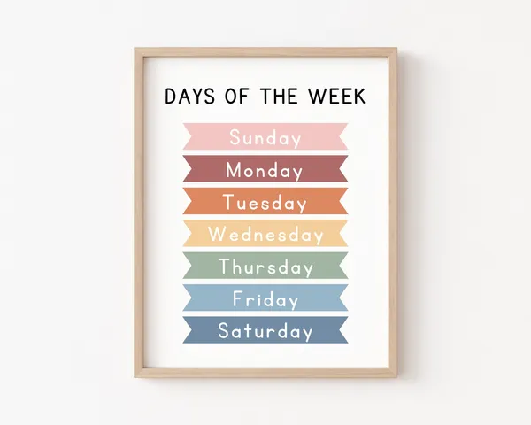 Days of the Week Educational Posters, Classroom Decor