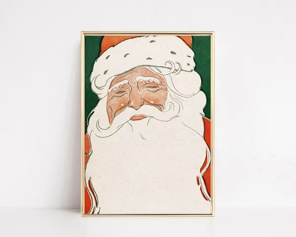 Santa Retro Christmas Decor Art Print