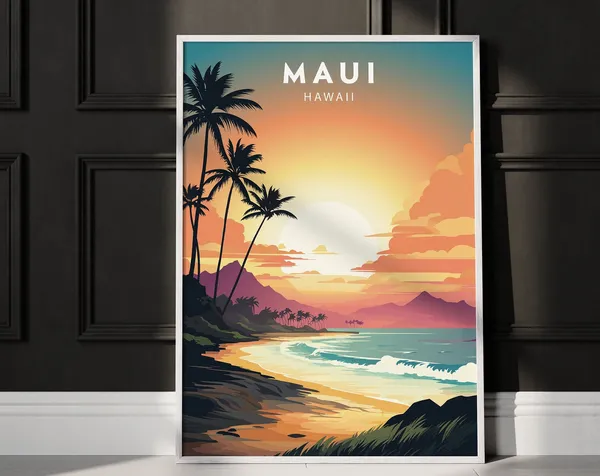 Maui Hawaii Travel Poster, Lahaina Wall Decor