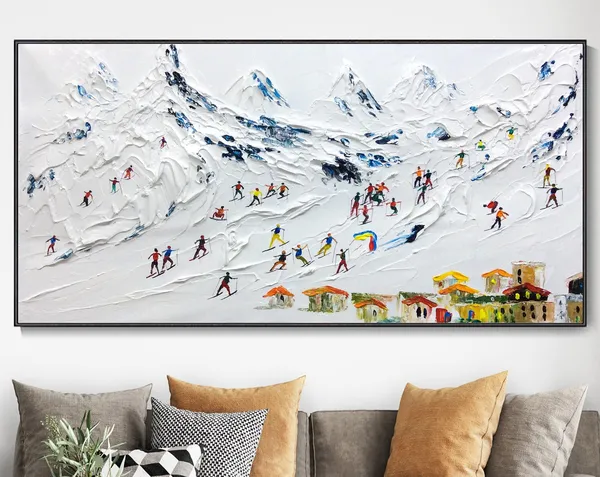 Custom Skier on Snowy Mountain Wall Art Print