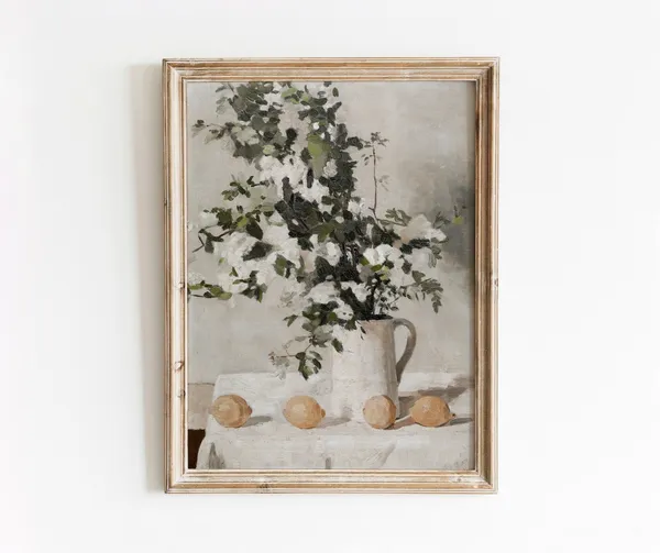 Flowers and Lemons Vintage Kitchen Art Print