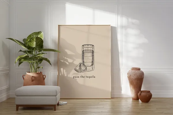 Pass The Tequila Bar Print, Drinks Wall Art
