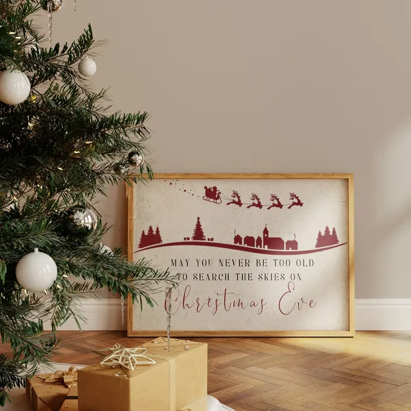 Christmas Eve Sky Sign, Holiday Wall Art Print
