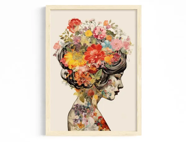 Floral Art Vintage Illustration Woman Art Print