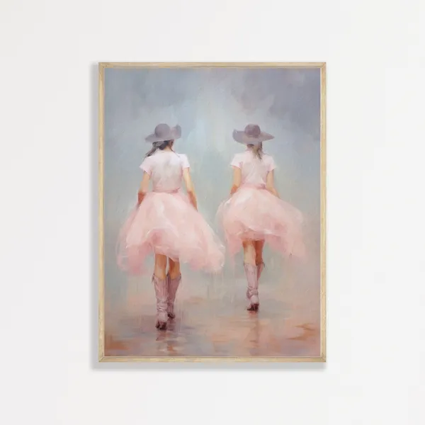 Retro Pastel Cowgirl Western Country Art Print