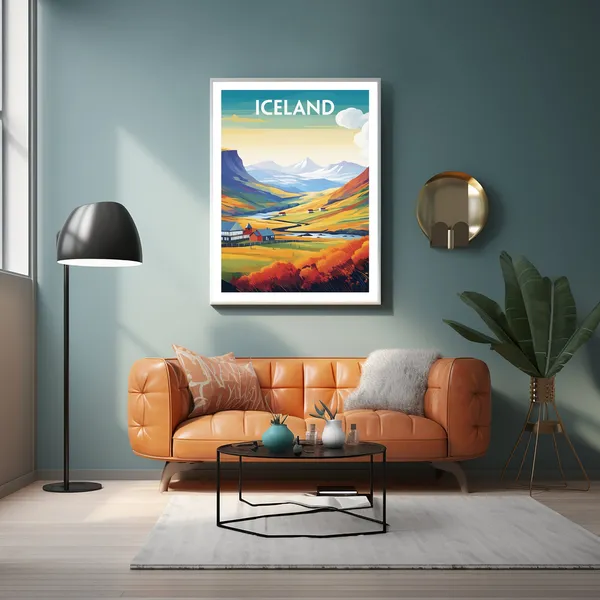 Iceland Travel Poster, Europe Wall Art Print