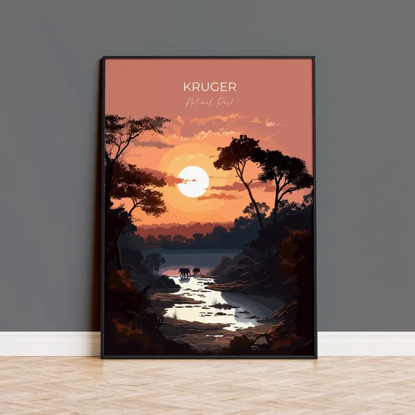 Kruger Travel Poster, South Africa National Park