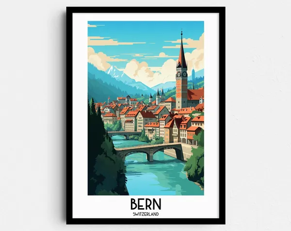 Bern Travel Poster, Switzerland Home Decor Print