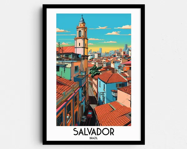Salvador Brazil Travel Poster, South America Art