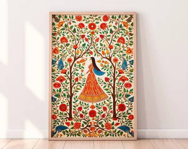 Indian Vintage Floral Folk Art Print