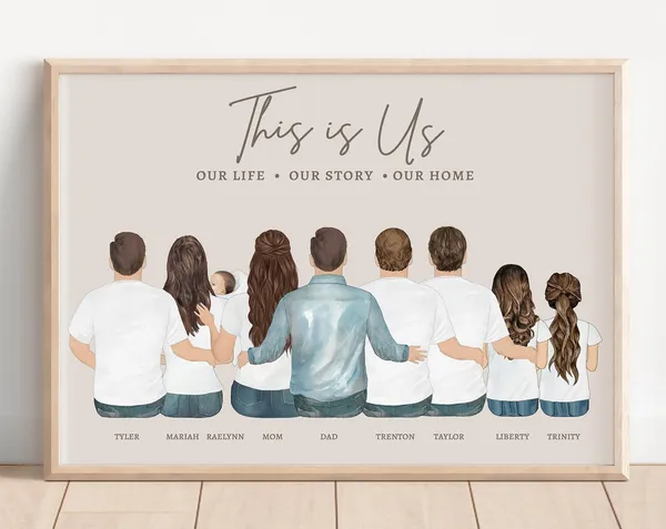 Personalized Mom Family Art Print, Mother's Day