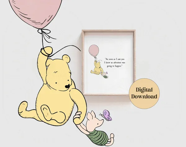 Winnie The Pooh Quote Nursery Decor, Vintage Art Print