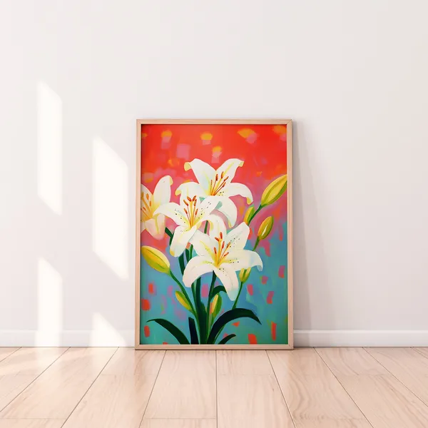 Lily Flowers Floral Abstract Wall Art Print