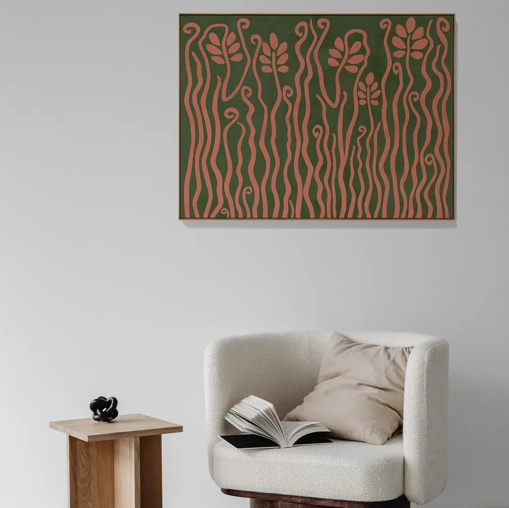 Horizontal Abstract Groovy Plants Art Print, Boho - Image 2