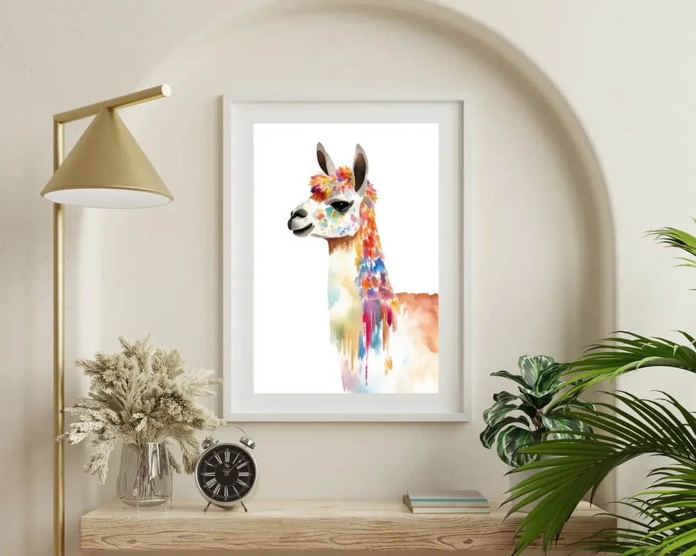 Llama and Alpaca Watercolor Boho Animal Print - Image 2